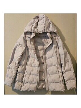 32 Degrees Heat Women's Size Small Puffer Jacket Hooded Light Gray Full Zip